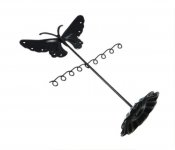 Örhängesdisplay liten fjäril o bar i svart målad metall 1 st