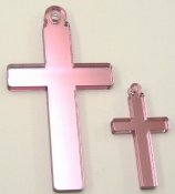 Plexihänge kors 2 storlekar rosa spegelplexi