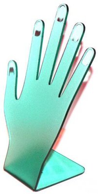 Display hand för ringar grön transparent 1 st