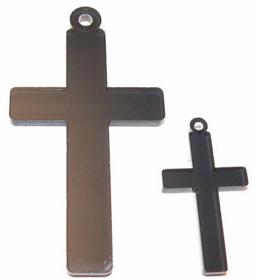 Plexihänge kors 2 storlekar mörkgrå transparent