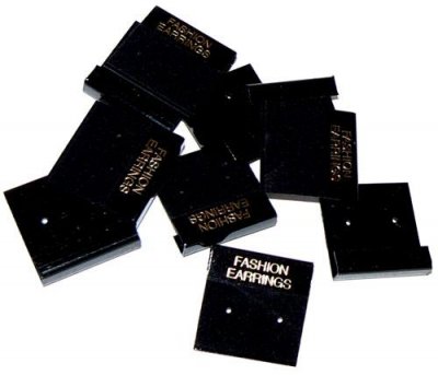 Örhängeskort små 2.5 cm svarta med text 10 st
